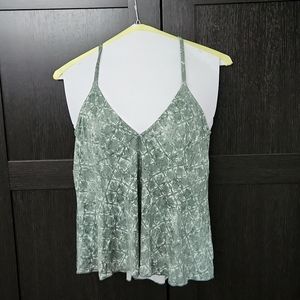 SO racerback tank in green and white pattern, size L